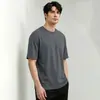 Camiseta masculina de algodão puro, peso pesado 300g, estilo americano, manga curta, verão, corte solto, gola redonda, top liso, meia-manga 100% algodão