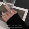 Anillo Enroscado Zircón Plata Advanced Sense Super Brillante Personalizado Geométrico Abierto Anillo de Dedo Tendencia Fresco Anillo de Industria Pesada