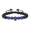 Pulsera de Onyx Negro y Lapislázuli con Abalorios y Dijes de Pantera Cordón Ajustable para Hombres Joyería Espiritual Única Diseñada para Protección y Fuerza Moderna para el Uso Diario Hecha a Mano con Piedras Naturales
