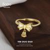 Zhou Family Same Style s925 Sterling Silver Bow-knot Orchid Ring Feminino Artístico Doce Moda Pequeno Livro Vermelho Designer
