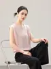 Envío directo desde la fábrica de origen: Suéter de punto fino de seda helada de verano, top sin mangas de cuello redondo para mujer, en stock para venta al por mayor y personalización