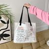 36273 Bolso de Lona Japonés y Coreano para Mujer, Versátil, Gran Capacidad, Bordado, Estampado, Portátil, Bolso de Hombro, Bolso para Estudiante