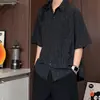Camisa Xadrez de Seda de Gelo Manga Curta Estilo Americano para Homens, Camisa de Verão Fina Solta com Caimento, Top Relaxado Estilo Preguiçoso