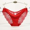 Calcinha feminina de peça única, sem costura, respirável, com renda, em tecido de barreira inferior 981 algodão Ice Silk, modelo sexy de cintura baixa.