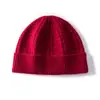 Nuevo gorro de cachemira para otoño e invierno para mujer, gorro de lana a cuadros, tejido de siete puntos de doble hebra, moderno, con borde enrollado, gorro cálido de punto.
