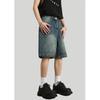 2023 Verão Novo Retro Azul Denim Shorts Masculino Solto Reto Slim Look Calças de Perna Larga Calças de Cinco Pontos Ins Trendy