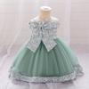 Vestido de princesa de cabestrillo nuevo para niños de comercio exterior europeo y americano, transfronterizo, con lazo, para bebé, cumpleaños de niña, vestido de boda