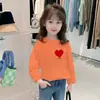 Camiseta Casual de Algodón con Dibujos Animados para Niños, Nuevo Estilo Primavera y Otoño, Versátil Holgada de Manga Larga Versión Coreana para Niñas, Camiseta Básica de Moda