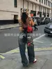 Jeans Retrô Estilo Americano com Estampa de Garota Popular Tubo Reto Slim Distintivo Moda de Rua Calças Tendência Primavera e Outono Novo