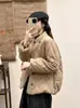 Nuevo Abrigo de Algodón Holgado Talla Grande Otoño/Invierno 2026, Cálido y Engrosado, Cuello Alto, Patrón de Diamantes, Ropa Acolchada Estilo Chino para Mujer