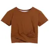 Top de Dança Jazz Estilo Coreano 2024 Novo Branco Manga Curta Cropped Cruzado Camiseta Feminina Verão Ombligo Estilo Extra Curto