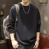 Camiseta de Manga Larga Seleccionada Cuidadosamente para Primavera y Otoño para Hombre, Holgada, Casual, Hombro Caído, Cuello Redondo, Capa Base, Color Sólido, Top Interior, Ropa para Hombre, Venta al por Mayor