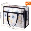 Bolsa de almacenamiento transparente con cremallera, gran capacidad, para guardar ropa, ropa de cama y juguetes.