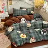 Juego de ropa de cama de cuatro piezas de terciopelo de leche engrosado de grado A con estampados de dibujos animados, que incluye una funda de edredón y una sábana bajera, adecuado para otoño e invierno, y diseñado para dormitorios estudiantiles