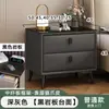 Mesita de noche de pizarra estilo italiano, pequeño armario de almacenamiento para dormitorio de cuero con diseño de pata de gato de lujo ligero, armario de almacenamiento de mesita de noche moderno minimalista de 50 cm