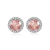 Nuevos Pendientes Octagonales de Cristal Corte Rosa con Agujas de Plata S925, Versátiles y de Moda Pendientes Coloridos de Diamante Completo para Mujer