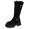 Botas de Cano Alto com Salto Plataforma de 7CM Femininas 2026 Novo Estilo Outono Pessoas Baixas Não Acima do Joelho Versátil Aumenta a Altura Emagrecimento Botas de Cavaleiro