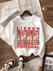 Camiseta gráfica de talla europea transfronteriza de Lisboa Portugal con estampado vintage de sardina y diseño interesante de fruta