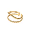 Anillo de Acero Inoxidable de Venta Caliente Transfronterizo para Mujer con Apertura Ajustable, Elegante, de Moda, Versátil, Joyería para Manos, Anillo de Acero de Titanio Dorado de 18K