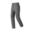 Calças casuais quentes masculinas para outono e inverno com forro de fleece, feitas de seda de amoreira e lã de ovelha, com tecido triplo-prova, corte reto, cintura elástica e design espessado.