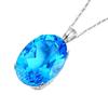 Colgante de Diamante Azul Mar de Venta Caliente Europeo y Americano, Colgante de Topacio Zafiro, Anillo en Forma de Huevo con Incrustaciones de Diamantes Suizos, Colgante de Piedra Preciosa Desnuda