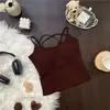 Sexy Camisola con Espalda Cruzada y Almohadillas en el Pecho, Chaleco Cálido para Otoño e Invierno, Nuevo Top Interior sin Espalda para Mujer para Usar como Ropa Exterior