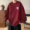 Nuevo Estilo de Otoño Suéter de Cuello Redondo Top para Hombre Joven Estampado de Manga Larga Sudadera Casual Sudadera de Forro Polar para Hombre Hombre