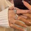Anillo abierto redondo de perla de circón, estilo francés, ligero, de lujo, de alta calidad, para el dedo índice, anillo de moda con temperamento de nicho, estilo coreano