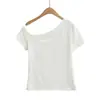 Verão 2026 Novo Top Feminino Versátil de Corte Justo Curto Puro Desejo Estilo Americano Garota Picante Manga Curta de Um Ombro Camiseta