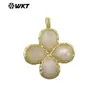 Wt-P2090 Forma de Trébol de Cuatro Hojas de la Suerte Colgante de Piedra Natural Chapado en Oro de 18 Quilates Pendientes para Niñas Accesorios Semi-Terminados
