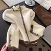 Cárdigan de Punto Grueso para Mujer Otoño e Invierno con Ribete de Contraste, Costuras Expuestas, Solapa, de Botones por Delante, Botones Decorativos en el Puño