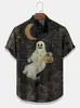Camisa Masculina Manga Curta Gola Alta Transfronteiriça de Halloween Camisa Masculina Comércio Exterior Verão 2025 Nova Tamanho Grande Casual Masculino