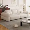 Sofá Puff de Chenille Creme Estilo Francês para Sala de Estar, Aluguel de Apartamento, Apartamento Pequeno, Sofá de Tecido em Linha Reta Ultra Macio