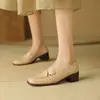 Estilo britânico retrô camurça casual salto de duas vias salto grosso mocassins bico redondo salto médio boca profunda sapatos de camada única para mulheres tamanho 40