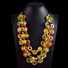 Colar estilo étnico boêmio pingente de casca de coco contas coloridas multicamadas vintage tecido à mão longo colar joia feminina