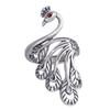 Venta al por mayor de fábrica anillo abierto de pavo real exquisito para mujer de joyería de plata de 990 pies, anillo de plata tailandesa de moda retro de plata esterlina