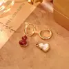 Brincos de Cabaça de Madrepérola Vermelha Dupla Face, Luxo Leve, Alto Padrão, Versátil, Estiloso, Personalizado, Fashion, Brincos Exquisitos para Mulheres