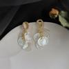 Brincos de franja de concha real super fada femininos elegantes franceses de alta qualidade doces moda brincos de feriado atacado