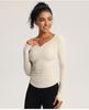 Ropa de fitness para mujer, camiseta de manga larga, otoño e invierno, cuello en V elástico, ropa deportiva ajustada, secado rápido, para correr, entrenar, yoga, top