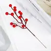 Flor Artificial Fruta de la Fortuna Decoración Navideña Fruta Roja Tallo Único Bayas Venta al por Mayor Acebo Pequeño Sala de Estar Adornos para las Fiestas de Año Nuevo