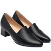Sapatos femininos de camada única Four Seasons, couro macio, sola macia, sapatos de couro confortáveis, primavera e outono, sapatos femininos de salto médio, sapatos de trabalho, sapatos para mães de meia-idade e idosos