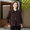 Casaco Curto de Lã para Primavera e Outono Feminino, Elegante Casaco Dupla Face de Lã para Mulheres de Meia-Idade e Idosas, Elegante Top de Lã