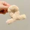 Pinza de pelo grande, voluminosa, de felpa floral para mujer, otoño/invierno, estilo de alta gama, pinza de pelo de lazo, nuevo clip de tiburón estilo coreano