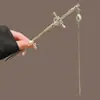 Horquilla de Espada de Aleación Estilo Antiguo de 20 cm para Mujeres Accesorios para el Cabello Hanfu Horquilla para Recogidos Horquilla de Doble Cara Estilismo de Cabello Qipao Borla de Perla Roja Paso Oscilante