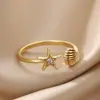 Anillo de Estrella de Mar Estilo Playa Verano 2025 Diseño Creativo Moda Casual Incrustado con Circonita Anillo Ajustable para Mujeres
