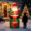Natal 1,8m Modelo Inflável a Ar Sentado em Caixa de Presente Papai Noel Decorações para Jardim e Gramado Adereços