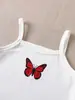 Traje de baño de tirantes para niñas Traje de shorts de tirantes con estampado de mariposas transfronterizo Conjunto de dos piezas de tirantes de mariposas