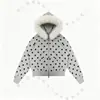 Sudadera con capucha de lunares y cuello de pelo Y2K Millennial Hot Girl Chaqueta cárdigan americana retro holgada adelgazante con cremallera