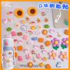 Pegatinas decorativas tridimensionales para taza de agua, parche de resina con diseño de muñeco de dibujos animados, conejo y flor, pegatinas adhesivas sin costuras, accesorios hechos a mano