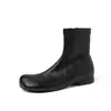 Botas super elásticas para mujer, de tacón bajo, ajustadas, nuevo estilo otoño/invierno, diseño coreano, punta redonda, cremallera lateral, talla grande, botines elásticos para mujer